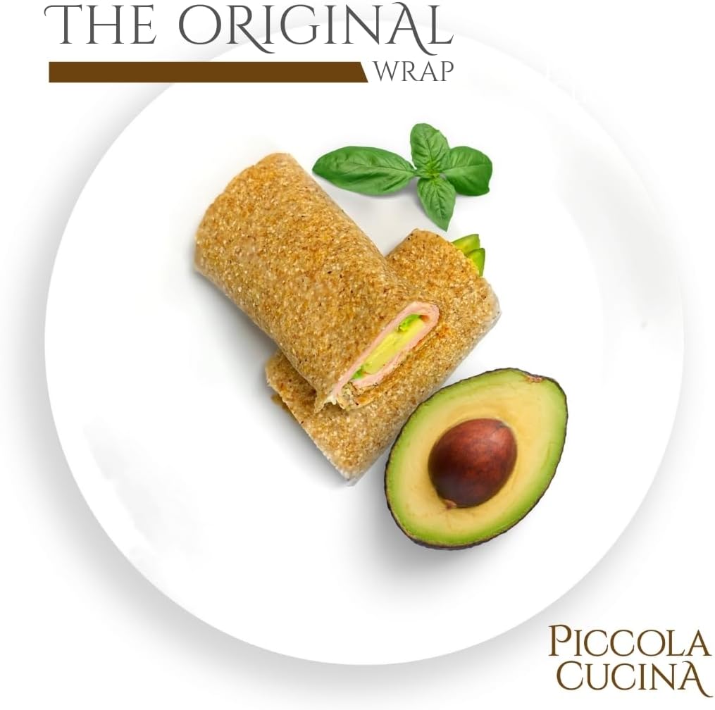 Healthy avocado wrap made with Piccola Cucina Almond Flour Tortilla Wraps