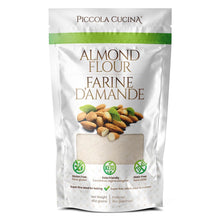 Load image into Gallery viewer, 1 pound bag of finely milled Piccola Cucina almond flour in silver bag