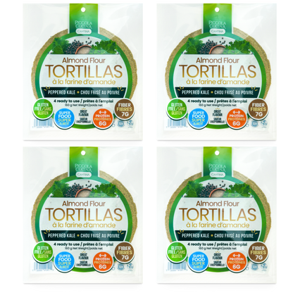 Piccola Cucina Peppered Kale Almond Flour Tortilla Wraps package of 4 