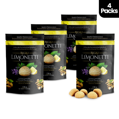 Four-pack of Piccola Cucina Limonetti Lemon Lavender Almond Macaroon Cookies