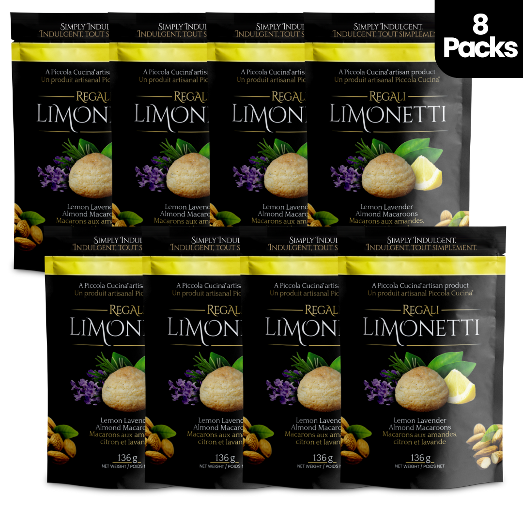 Eight-pack of Piccola Cucina Limonetti Lemon Lavender Almond Macaroon Cookies