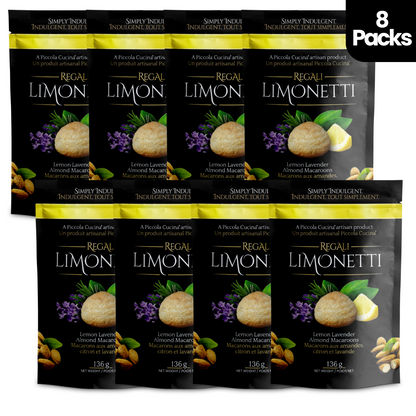 Eight-pack of Piccola Cucina Limonetti Lemon Lavender Almond Macaroon Cookies
