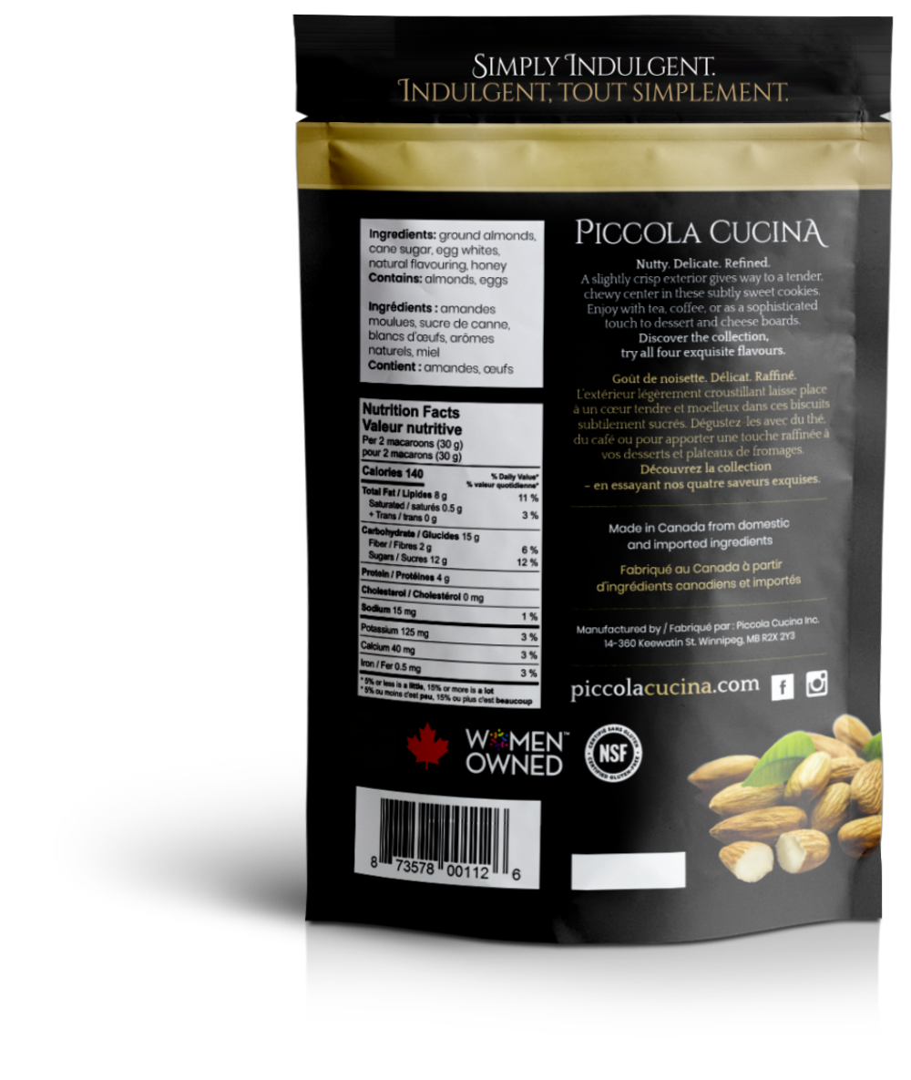 Nutrition facts for Piccola Cucina Amaretti Almond Macaroon Cookies