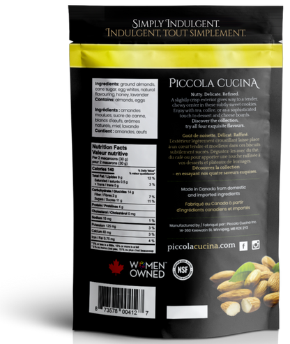 Nutrition facts for Piccola Cucina Limonetti Lemon Lavender Almond Macaroon Cookies