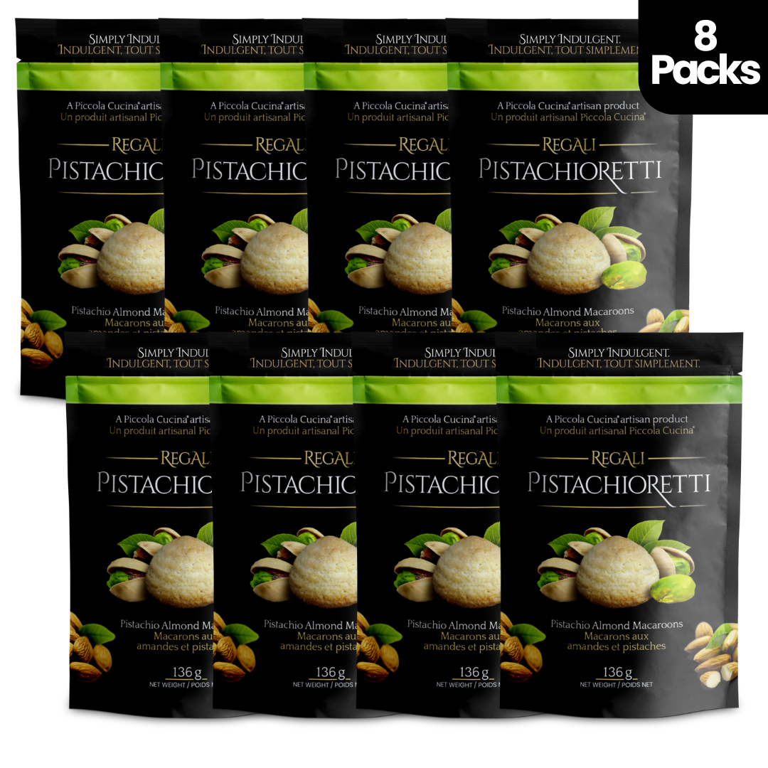 Eight-pack of Piccola Cucina Pistachioretti Pistachio Almond Macaroon Cookies