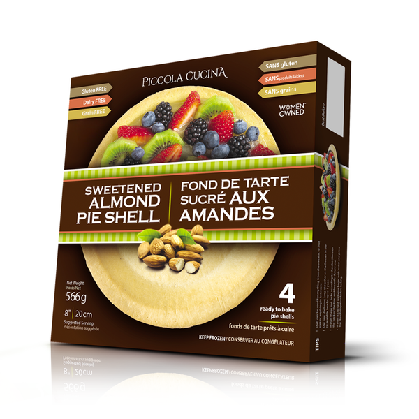 Sweetened 8-inch gluten-free almond pie shells