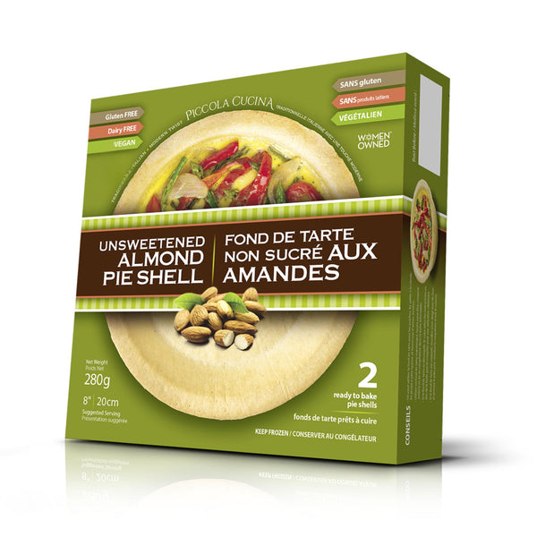 Unsweetened 8-inch gluten-free almond pie shells made with almond flour