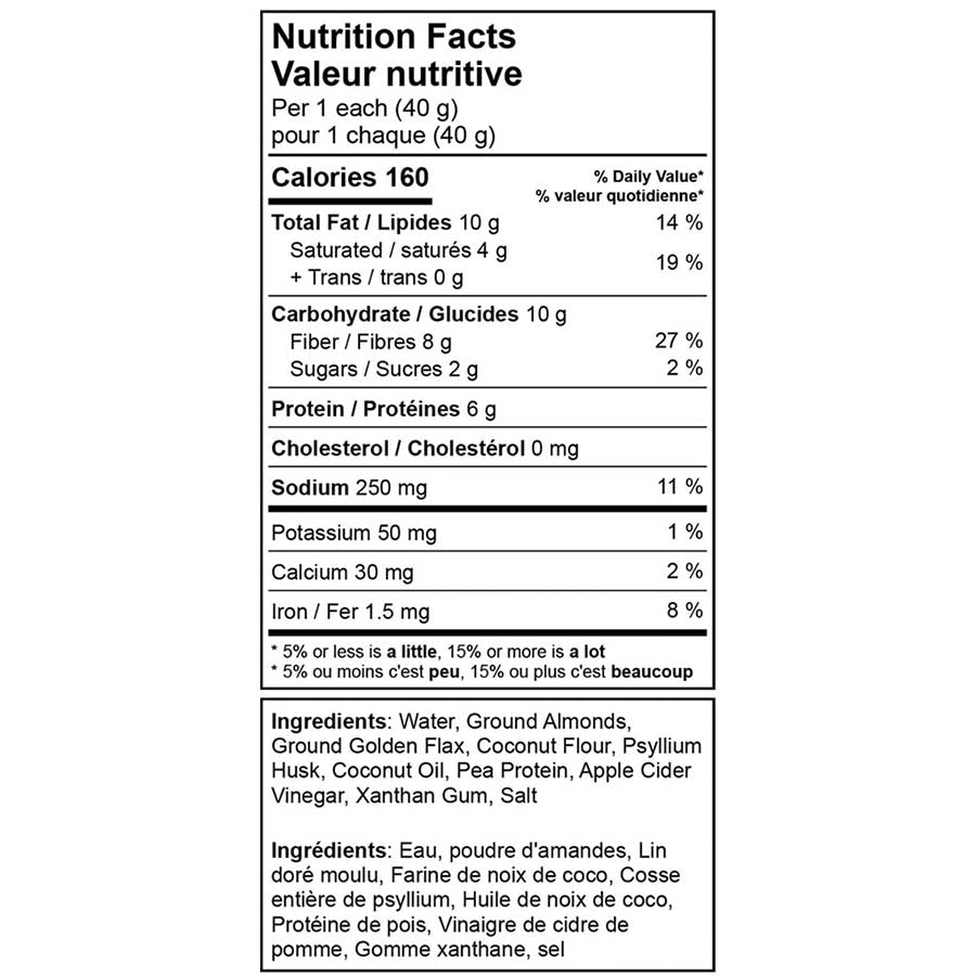 Piccola Cucina gluten free vegan keto almond flour wrap nutritional information