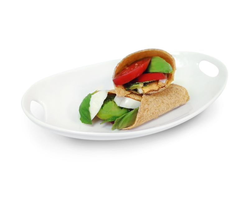 Healthy meal made with Piccola Cucina Almond Flour Tortilla Wraps