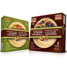Load image into Gallery viewer, Gluten free almond flour pie crust shells variety pack includes a vegan keto unsweetened almond crust and lightly sweetened almond pie shell manufactured by Piccola Cucina Inc in Winnipeg Manitoba
