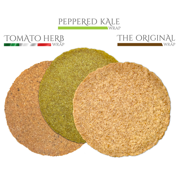 Piccola Cucina Wrap Trio Variety Pack with Original, Tomato Herb, and Peppered Kale Almond Flour Tortilla Wraps